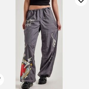 ❤️‍🔥ED HARDY Nylon streetwear pants- drawstring closure at waist & legs❤️